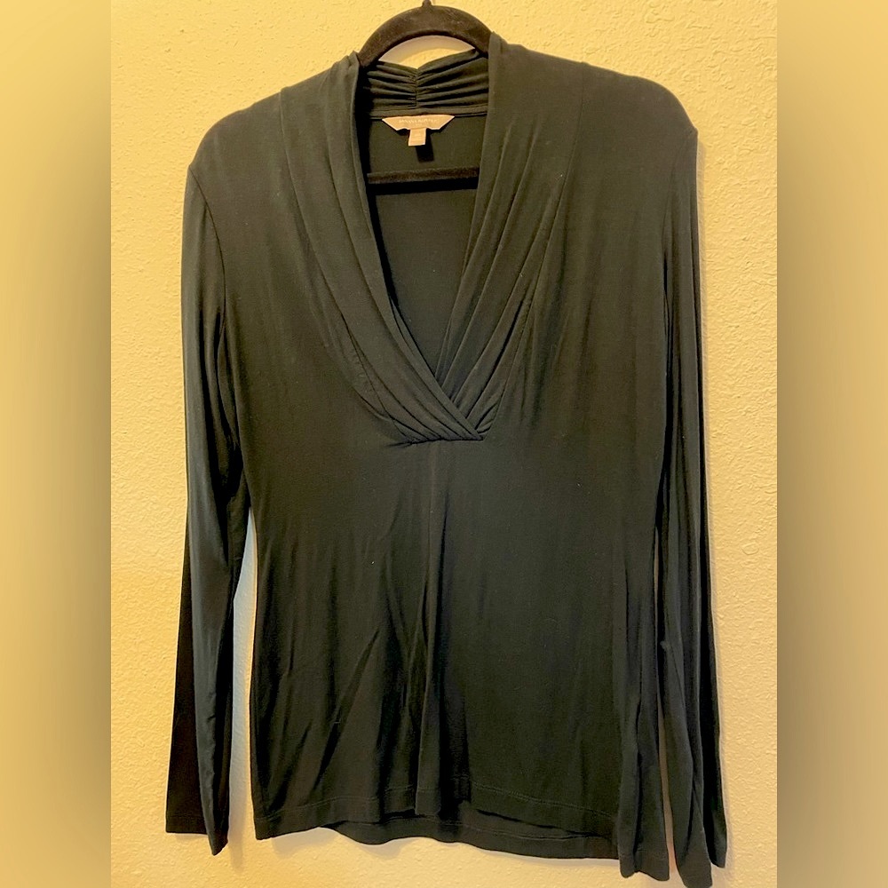 Black BR long sleeve shawl collar top